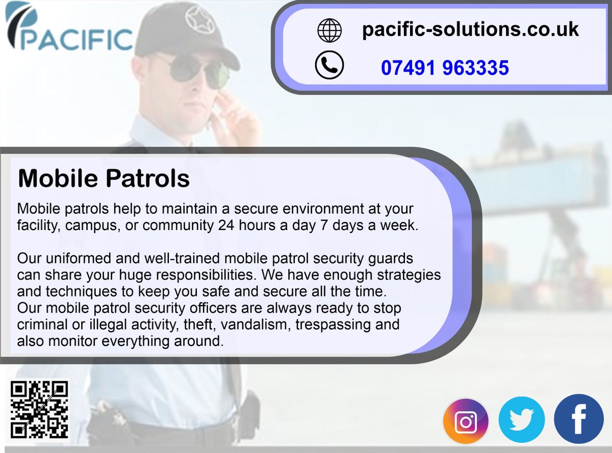 Mobile Patrols 🚓
Mobile patrols help to maintain a secure environment at your facility, campus, or community 24 hours a day 7 days a week.