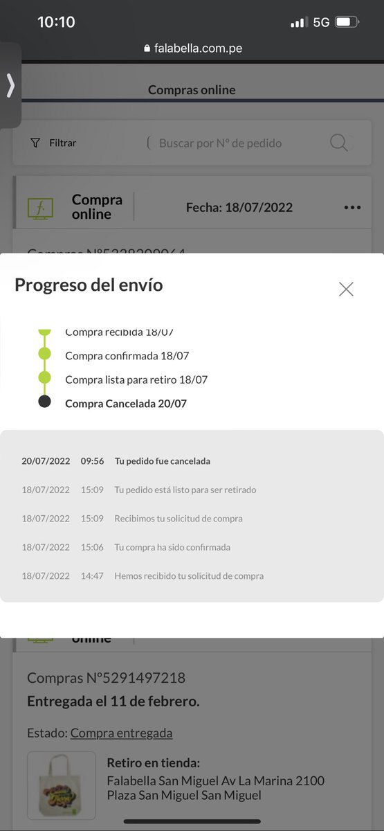 Hola <a href="/Falabella_pe/">Falabella Perú</a> no entiendo, si compre un producto en línea, me dicen que ya puedo recogerlo y ahora me dicen que lo han cancelado sin dar mayor explicación… significa que no puedo confiar en su tienda on-line?