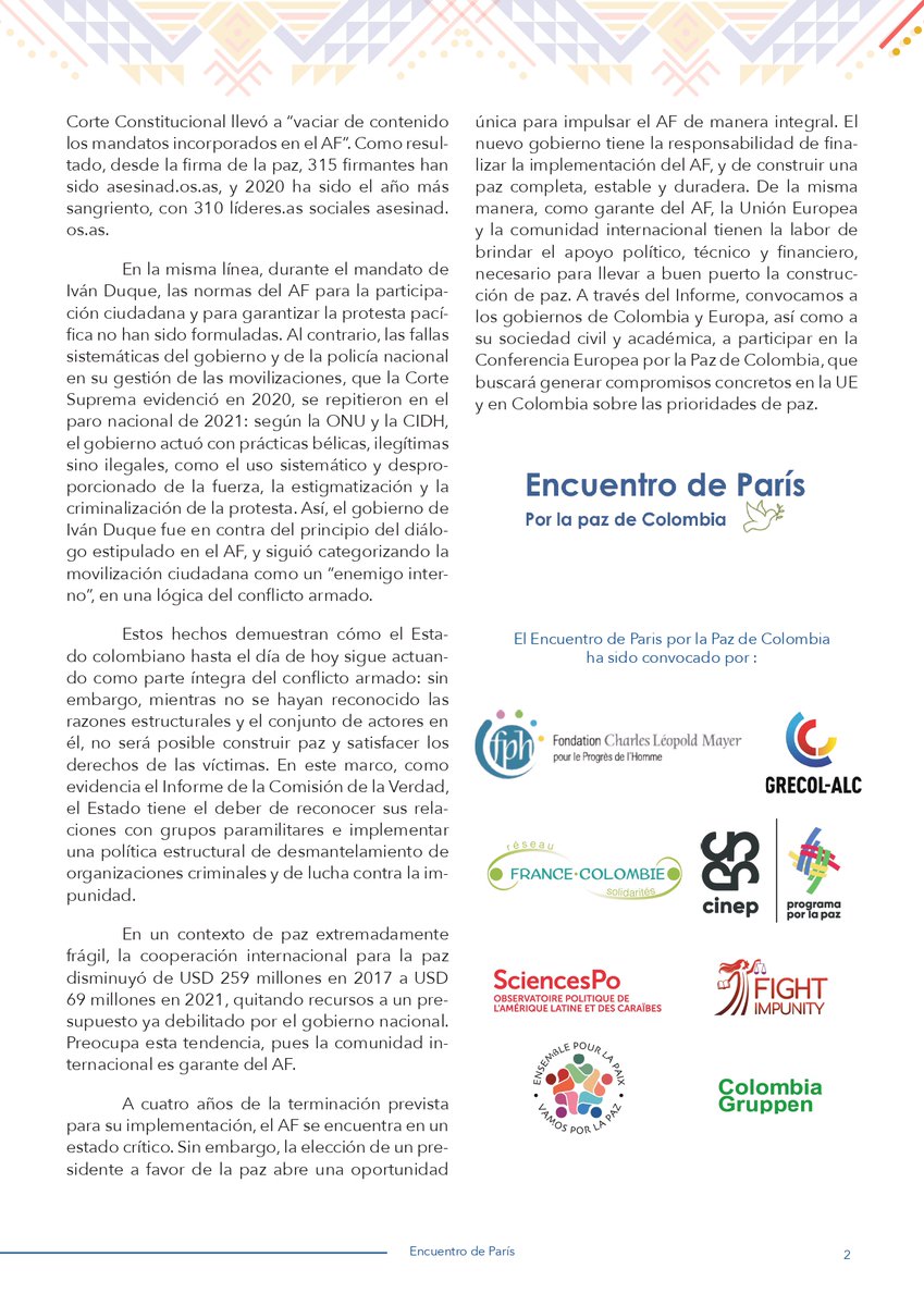 #Conversatorio | Este jueves 21 de julio, presentaremos el informe del Encuentro de París por la paz de Colombia

Este informe recopila los análisis sobre la implementación del Acuerdo Final y la cooperación europea

Te esperamos!
📲fb.me/e/a43XeG6dI