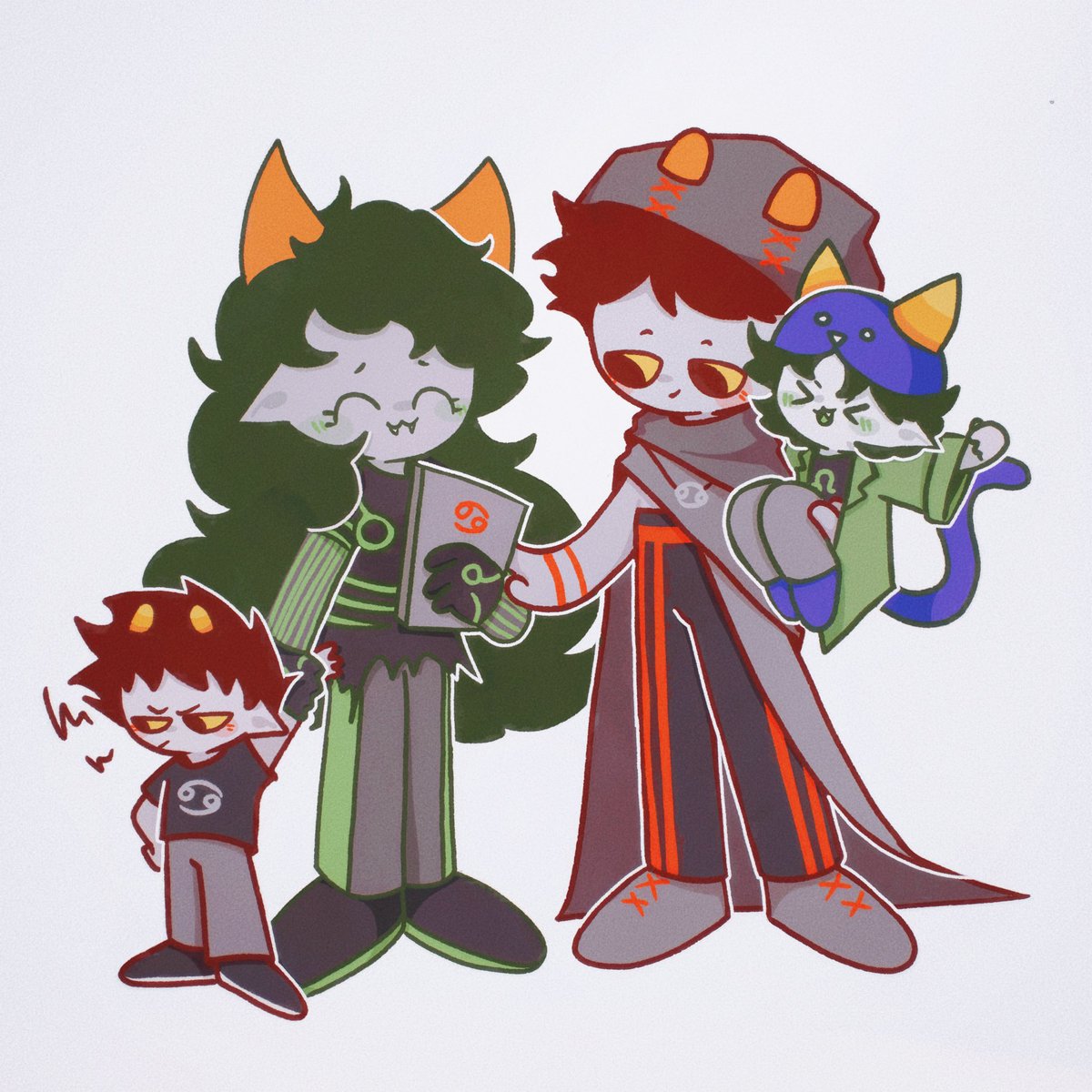 DreamMustard's tweet photo. 一家四口👨‍👩‍👧‍👦（？bushi
#homestuck #tavrosnitram #vriskaserket #nepetaleijon #karkatvantas #thesignless #thedisciple #mindfang #thesummoner #homestuckancestors #thesufferer https://t.co/DWS4KxDa1B