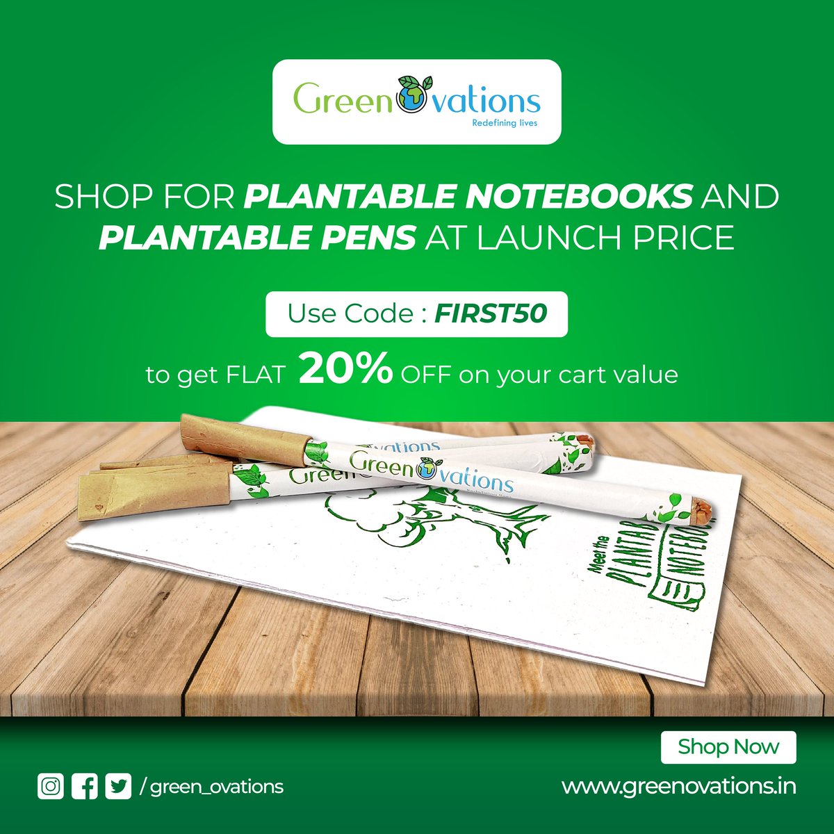 green_ovations's tweet photo. Get our plantable pens and notepads at flat 20% OFF on our website. Use code FIRST50 at checkout!

#supportlocal #ecofriendly #climatechange #sustainablefashion #sustainable #gogreen #sustainableliving #environment #recycle #sdgs #brisbane #eco #savetheplanet #zerowaste #upcycle https://t.co/mc4G4CQu7R