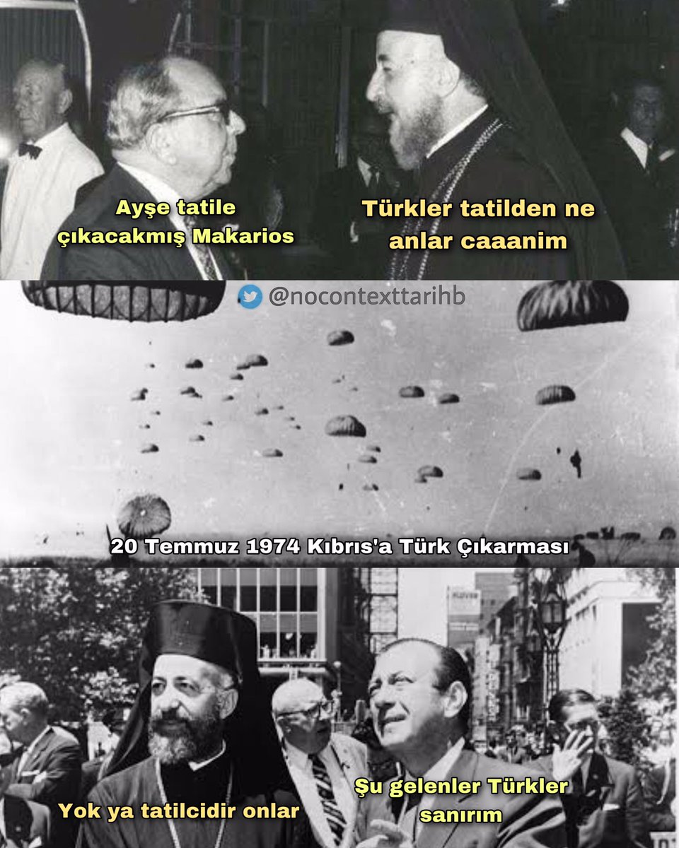 Türk Silahlı Kuvvetleri; 
Kıbrıs'ta Türkler'e karşı işlenen vahşeti durdurup barışı sağlamak amacıyla,
20 Temmuz 1974 günü adaya havadan ve karadan çıkarma yaptı. 

Rum Cumhurbaşkanı Makarios ve onu deviren Nicos Sampson olaylara sebebiyet vermişti.

#kibris #KıbrısBarısHarekatı