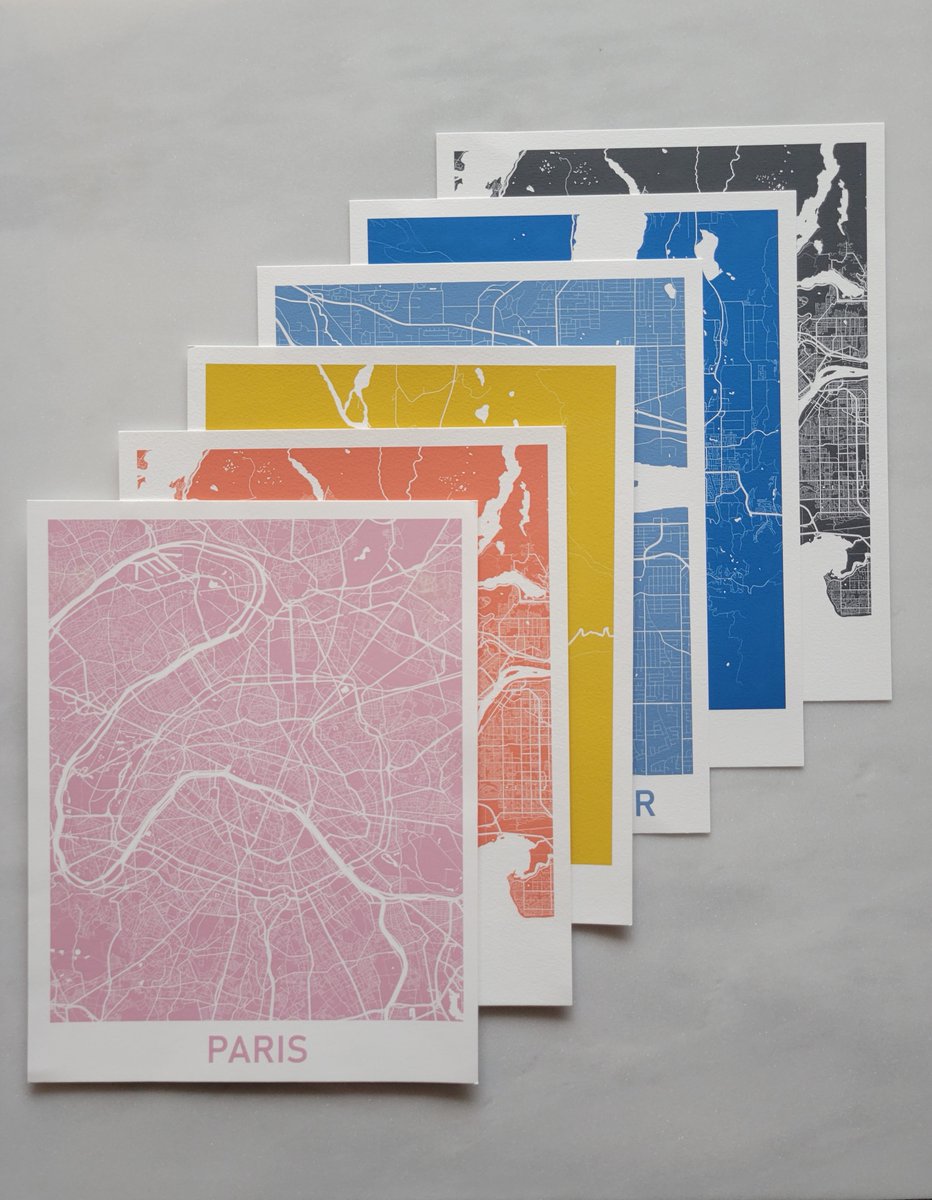 Hey all, check out my city street wall art at streetgraphprints.ca! 100+ mapped cities and counting, available in 3 different sizes and 10 colours. Made by me in #Vancouver, BC.

#maps #wallartforsale