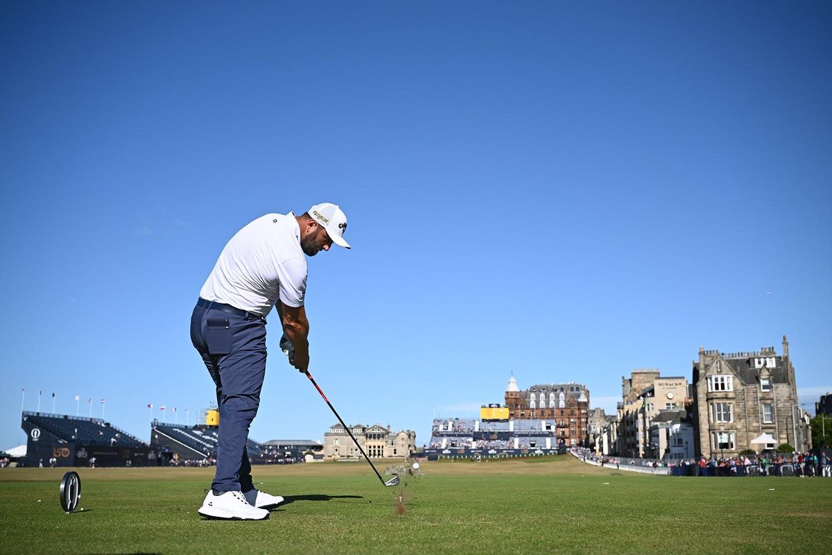 JonRahmOfficial's tweet photo. St. Andrews can be a spiritual place for any golfer like myself. While I was bummed not to be in contention in Sunday, I really enjoyed my time in Scotland - thanks to the fans who came out to support and all who helped put The Open together. Can’t wait for next year! https://t.co/wLeQ91eSY2