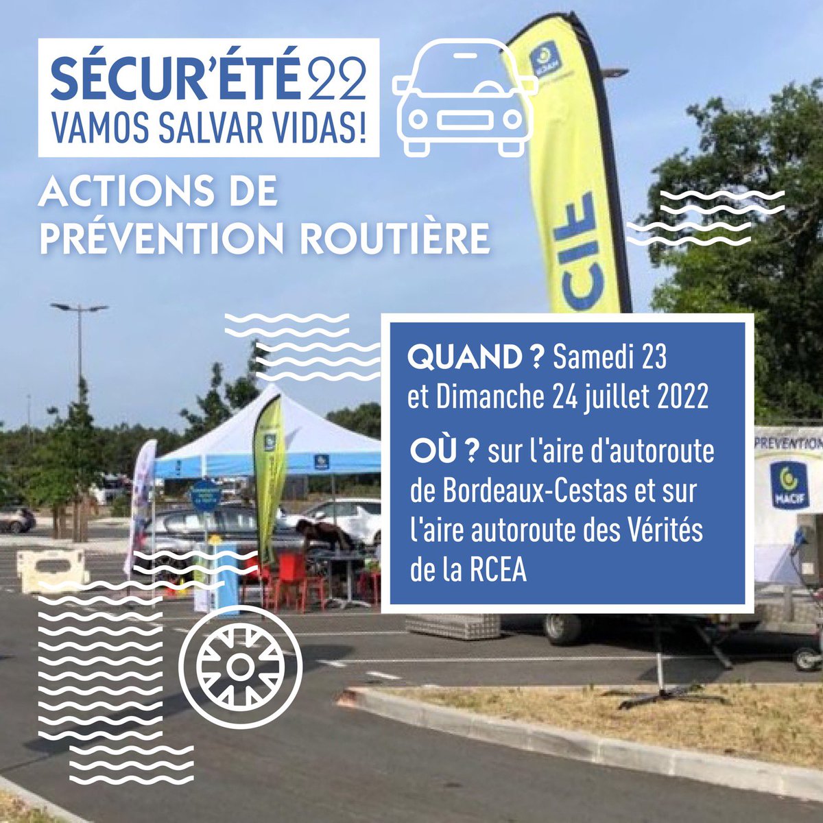 capmagellan's tweet image. Actions de prévention et sécurité routière Cap Magellan sur l’aire des Vérités sur la RCEA et l’aire de Bordeaux-Cestas ! Vamos salvar vidas ! 🇫🇷🚗🇵🇹 #CapMagellan #agitateurlusophone #CAPsurlété #Sécurété2022 #SécuritéRoutière