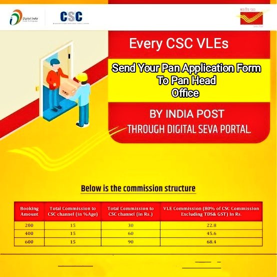 virat_nv's tweet image. Every CSC Dak Mitra VLEs Send Your Pan Application Form To Pan Head Office By India Post Through Digital Seva Portal &amp;amp; increase your Income!!

@dintya15 
@CSCegov_ 
@IndiaPostOffice 
#IndiaPost 
#CSCDAKMITRA 
@ajit_ksj @SunnySh06877561
