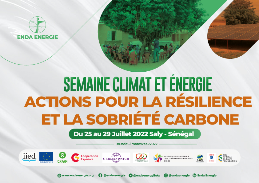 endaenergylinks's tweet photo. 🛑⏰#SaveTheDate #EndaClimateWeek🌎 #Cop27
Pour une meilleure appropriation des enjeux climatiques au niveau national et à l’échelle locale, Enda Energie organise une semaine Energie-climat sur le thème : Action pour la résilience et la sobriété carbone. https://t.co/9KBzrr1LVX