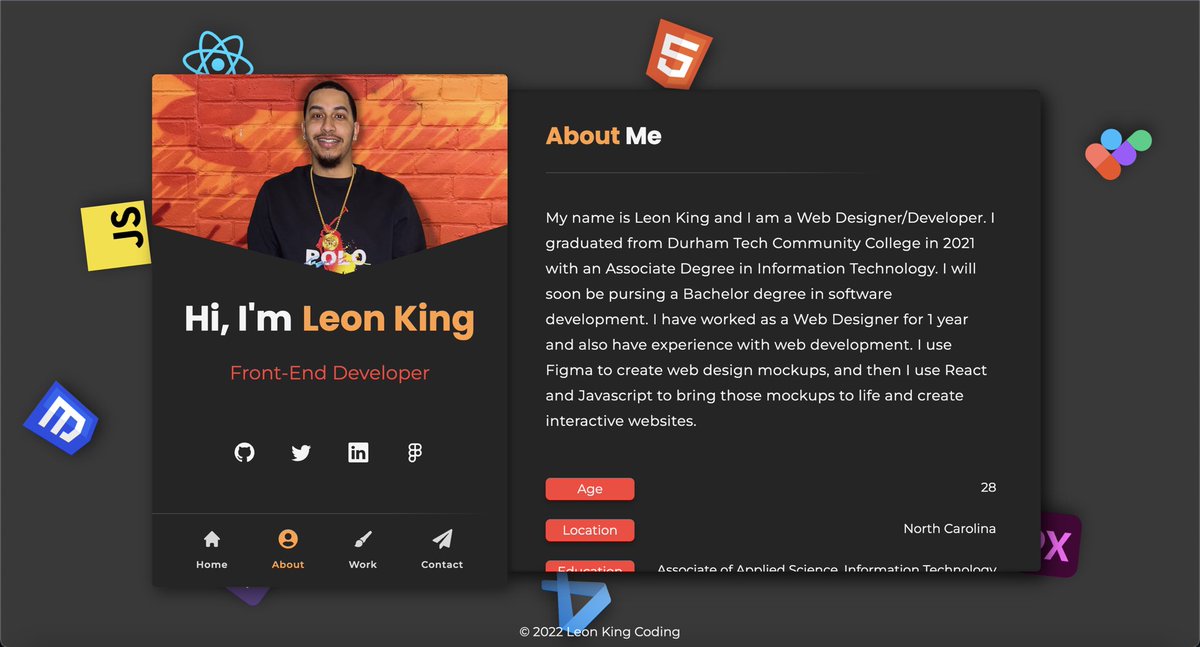 LeonKingCoding's tweet image. Finally launched my portfolio website. Check it out at leonkingcoding.com #BlackTechTwitter #DEVCommunity