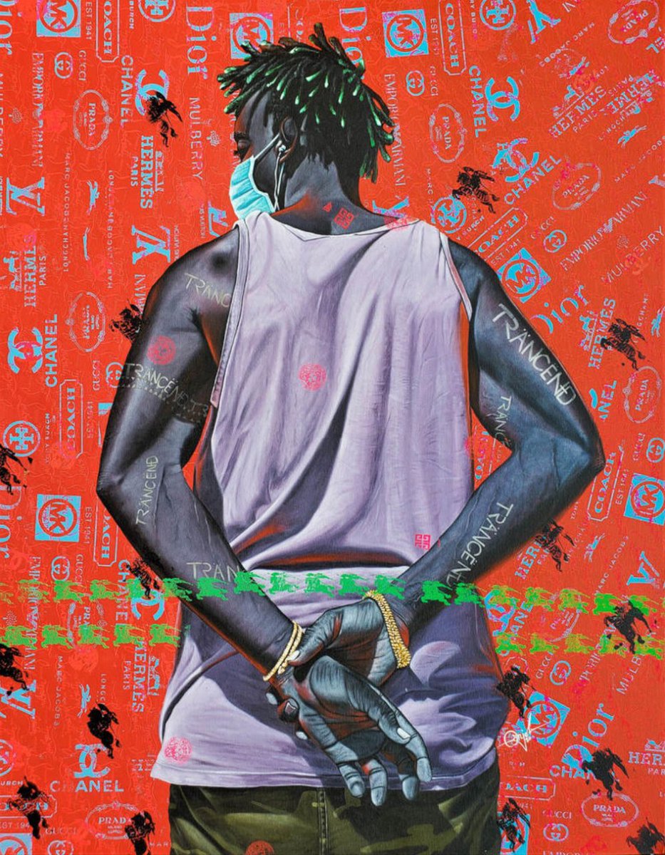 AfricaMundi's tweet photo. 🎨África #ConAdeArte.
🇨🇲 Como cada semana, os contamos la vida y obra de un artista africano/a. Hoy, el camerunés Anjel (Bamenda, 1993), el joven artista que explora el consumo de marcas de lujo en cuerpos negros llenos de color.
Sus obras se exponen ahora mismo en España. ⬇️ https://t.co/96TFuEcvAK