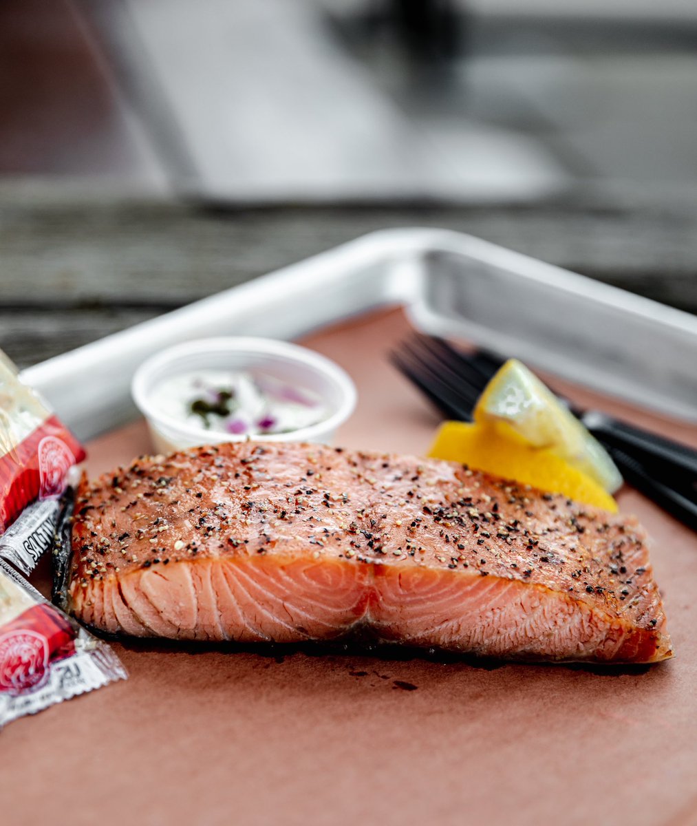 Our Smoked Salmon is as tasty as it looks 😋 Come on by and try some! #TexasBbq #Salmon