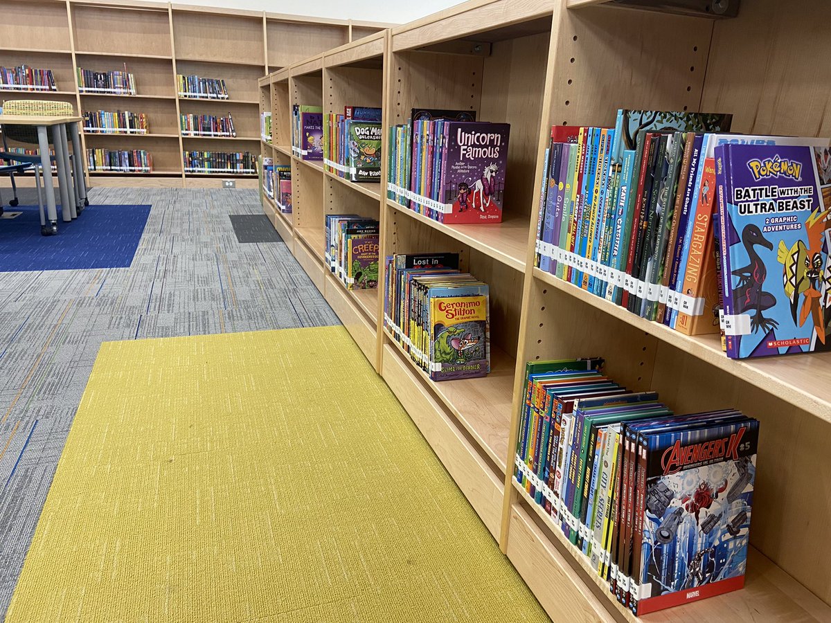 BartonPondES's tweet photo. …and just like that, our shelves are filling up! Our Facilities and Media Services teams have been hard at work unboxing and setting up. #BullfrogsRead https://t.co/AwdXWqTrhV