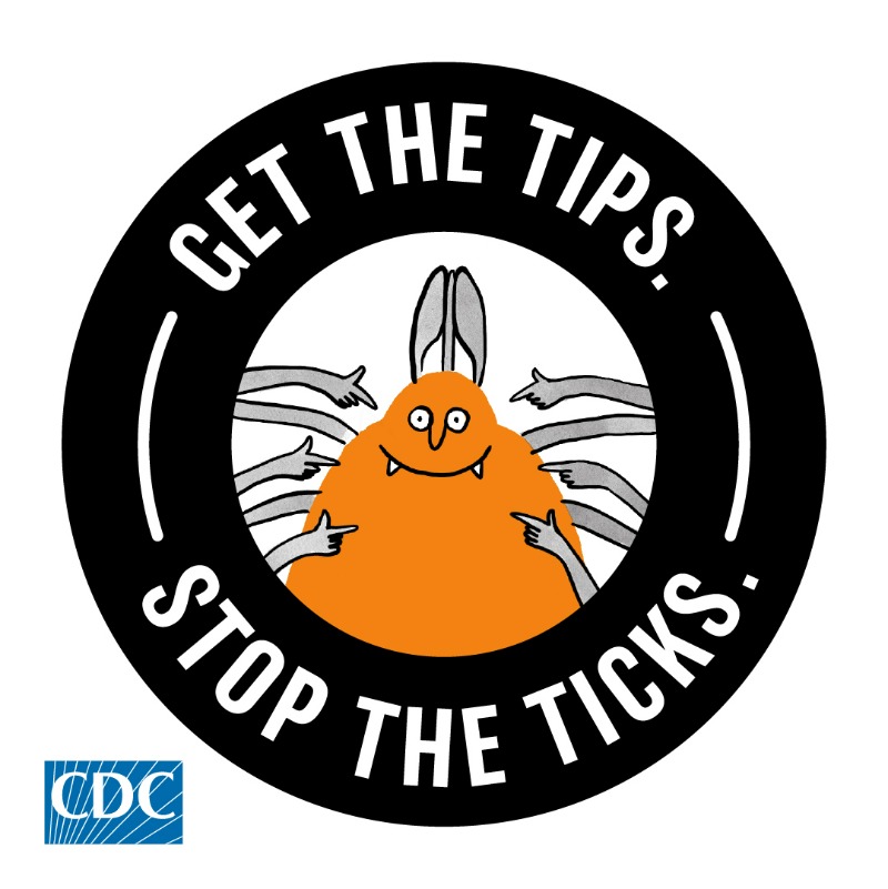 CDC_NCEZID's tweet photo. This summer, take steps to protect yourself and your family from tick bites and tickborne disease! Use insect repellent, check for ticks daily, and shower soon after coming indoors. #GetTipsStopTicks https://t.co/egXjSlnOc7