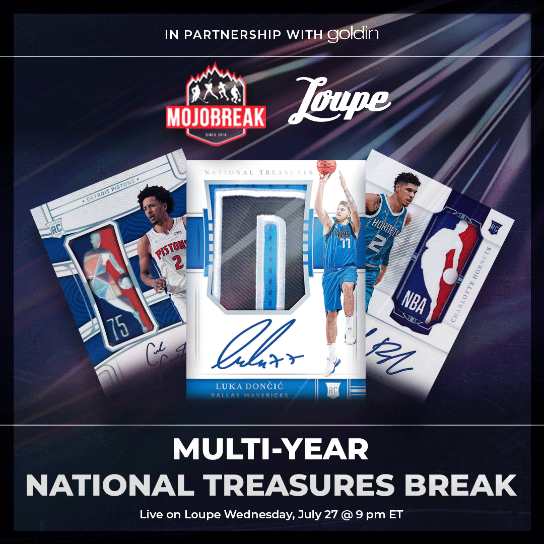 LoupeTheApp's tweet image. We're teaming up with @mojobreak_com at the National in partnership with @GoldinCo for a Multi-Year National Treasures break!

Goldin is offering Rip and Flip to high value cards to get them @PSAcard graded and straight to auction as well!

Buy in now: loupe.cards/NTBREAK