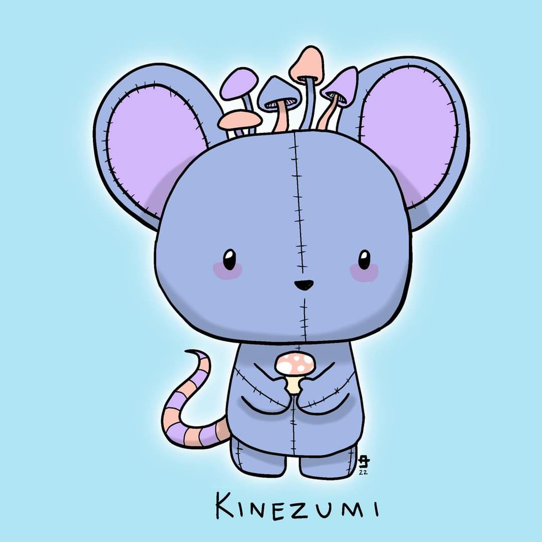 NauticalFoxC's tweet photo. This Sanrio-inspired character, named Kinezumi, was made for Art Fight user R0tten_M0use. #artfight2022 #artfight #ArtFightTeamBloom https://t.co/zv6xiLrUig