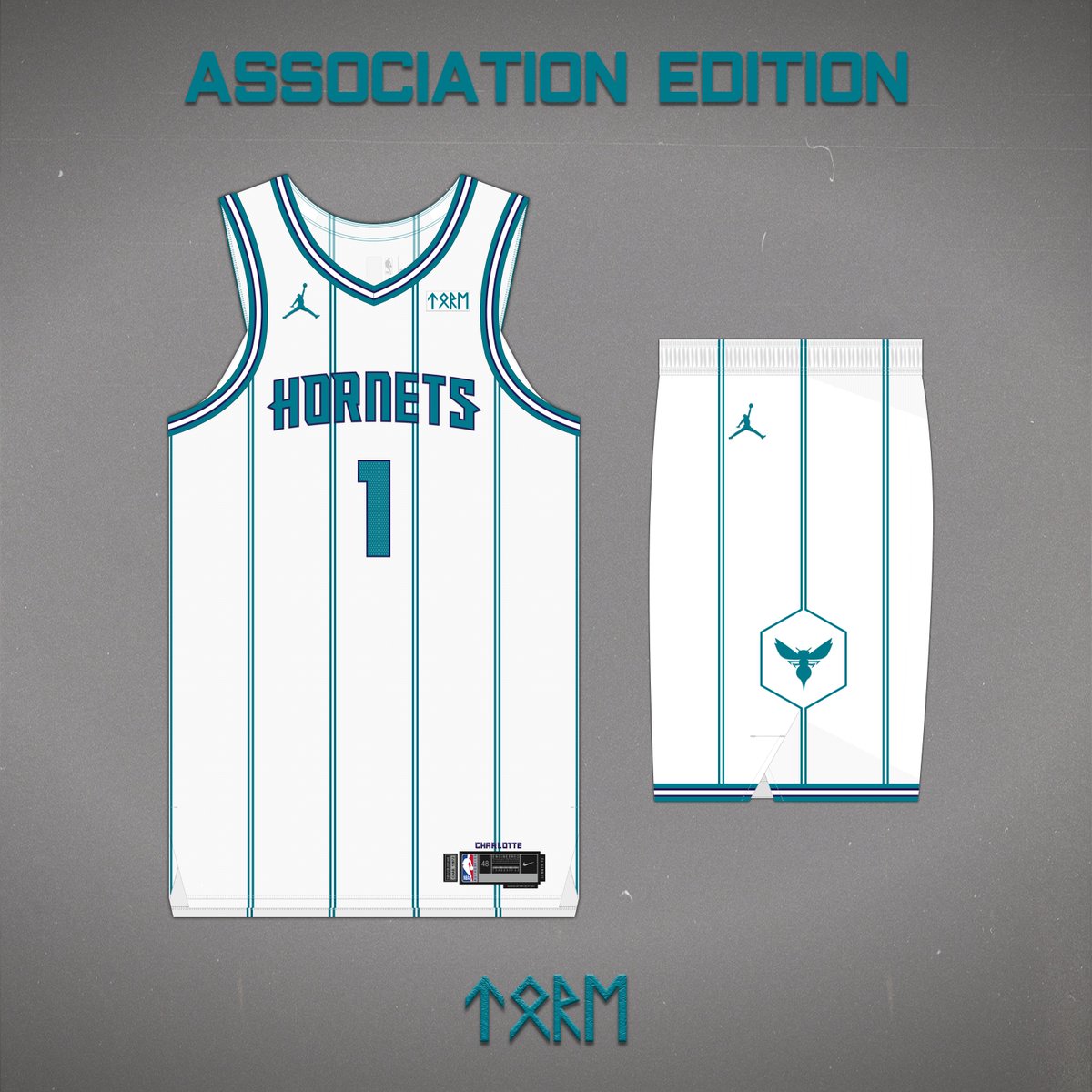 Eikthyrne's tweet photo. Assocation edition for the @hornets. New collars to give room for some purple. Double pinstripes runs down the shorts. #AllFly #Charlotte #Hornets #AirJordan #NorthCarolina #clt #queencity #nbalivetwitter #nba #NBAconcepts https://t.co/BG72VB0Hg9