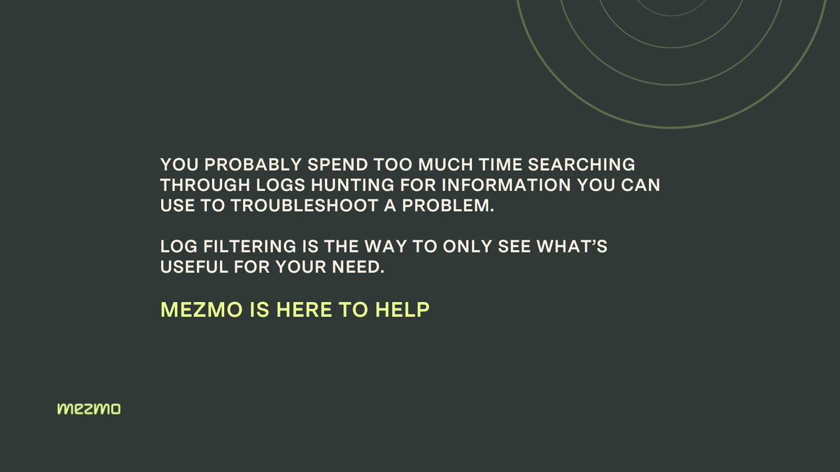mezmodata's tweet image. Mezmo is committed to helping application owners operate more harmoniously in a DevOps world.
Here's how our log management solution makes users' life easier.
#developersoftware #techindustry #techcompany