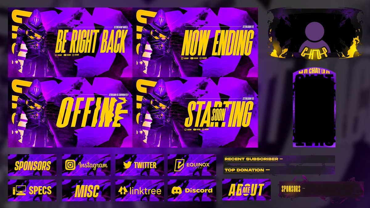 Another day, another client work post. This time, for <a href="/Equinox_esp/">Equinox Esports</a>'s <a href="/EqChop/">Big Chop</a> 🔥

✅Full custom stream package made by our very own @Kaysso_ 

Order yours now on our official Discord! 
➡️discord.gg/sandboxstudio