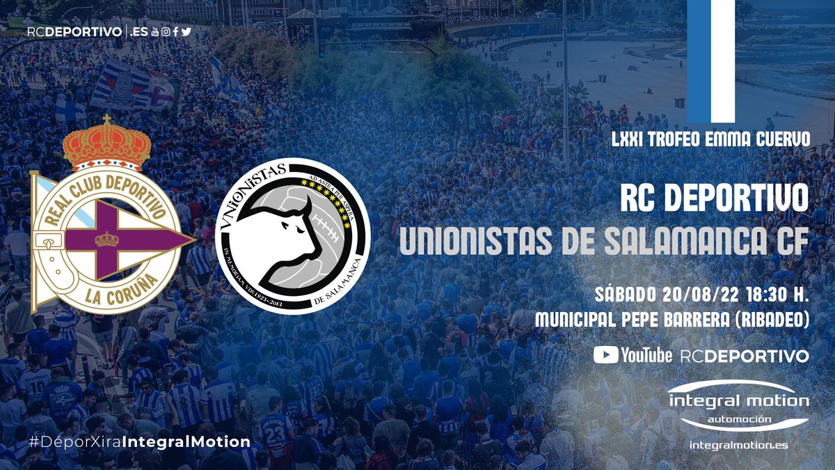 RCDeportivo's tweet photo. #OSNOSOS | O Dépor disputará o LXXI Trofeo Emma Cuervo contra Unionistas https://t.co/1Z6ZLibyBB #DéporXiraIntegralmotion https://t.co/UPUta7jteq