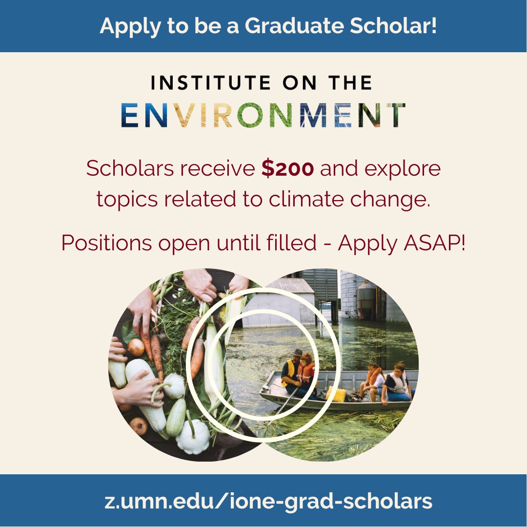ionegrad's tweet photo. Are you a graduate or professional student interested exploring topics related to climate change with a cohort of your peers? Apply to be an IonE Graduate Scholars. Scholars will receive a $200 stipend. Apply by September 12, 2022 at 5pm at https://t.co/E0rzhYuczm. https://t.co/8a11K1Nso2