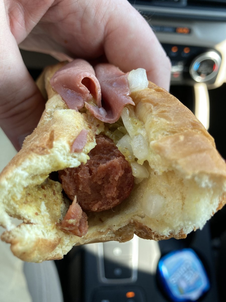 ScottWykoffWBAL's tweet photo. You know I’m living the dream on this #NationalHotDogDay enjoying a delicious @AttmansDeli Working Dog along #Baltimore’s famous #CornedBeefRow on #LombardStreet in @wbalradio NewsRadio News Car #2 !!!!!! @wbaltv11 @98Rock @JSS98Rock #AttmansDeli https://t.co/C3B1iP8tfr