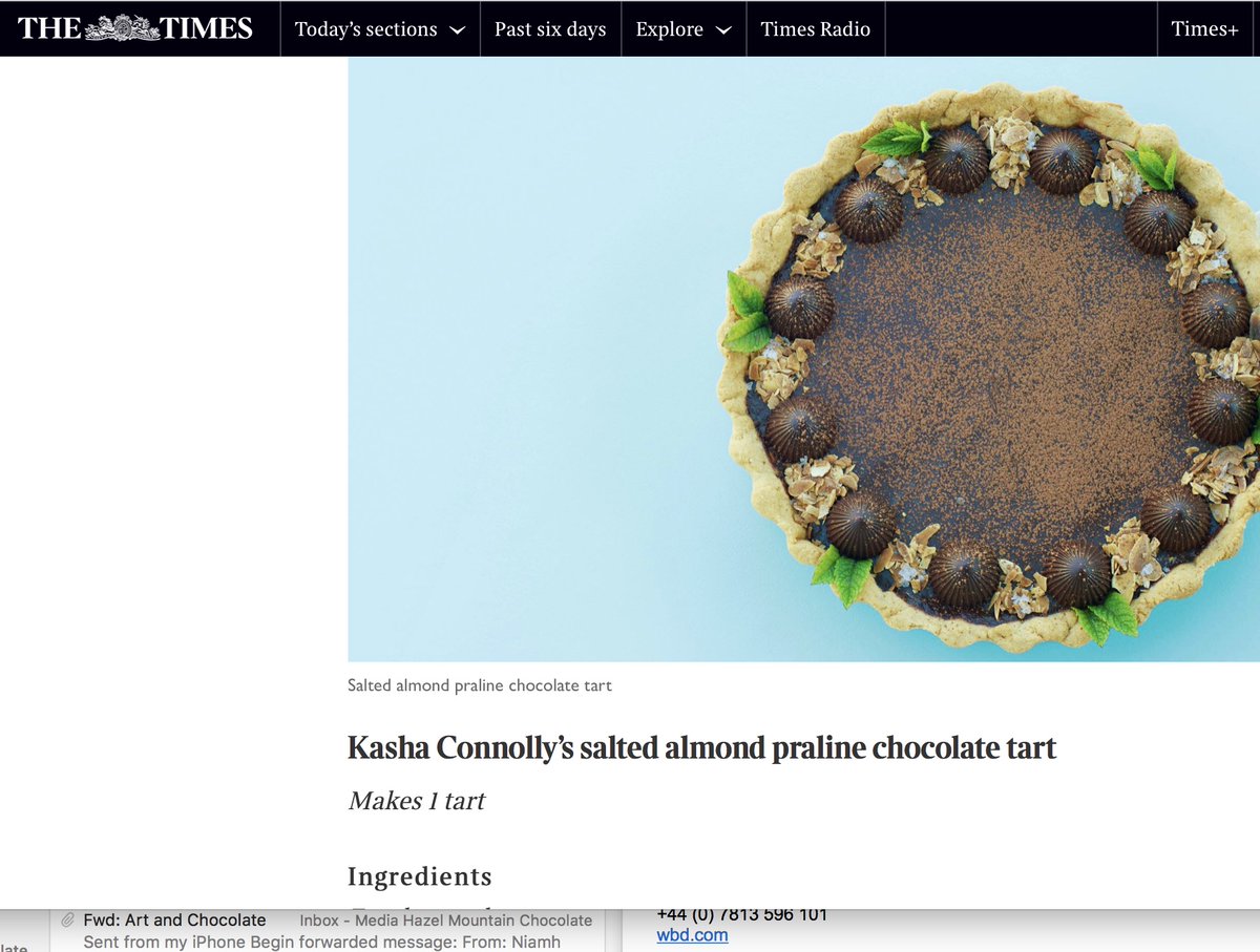 Great seeing Kasha's recipe for insanely delicious tart in The Times UK 🤎🤎 Using Hazel Mountain 70% Costa Rican chocolate. Yum!