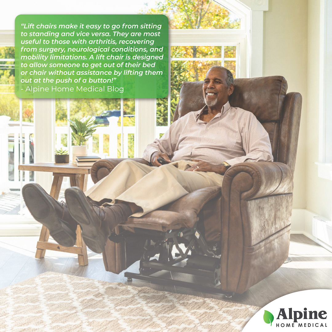 "Lift chairs make it easy to go from sitting to standing and vice versa. They are most useful to those with arthritis, recovering from surgery, neurological conditions, and mobility limitations."  1l.ink/6S86SF5

#AlpineHomeMedical #WeBringWellnessHome #LiftChairs