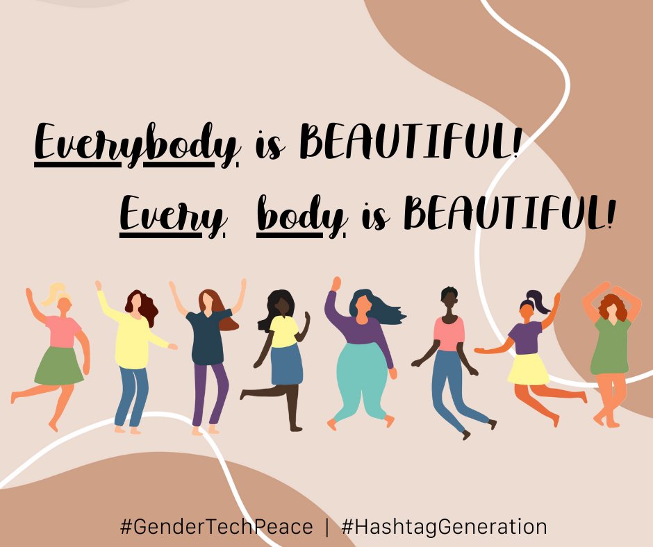 anamaaalu's tweet photo. You are beautiful as you are. Don't let unrealistic beauty standards make you think otherwise!
You are precious. You are gorgeous. You are amazing!
#GenderPeaceTech #HashtagGeneration https://t.co/H5IAot9gsP