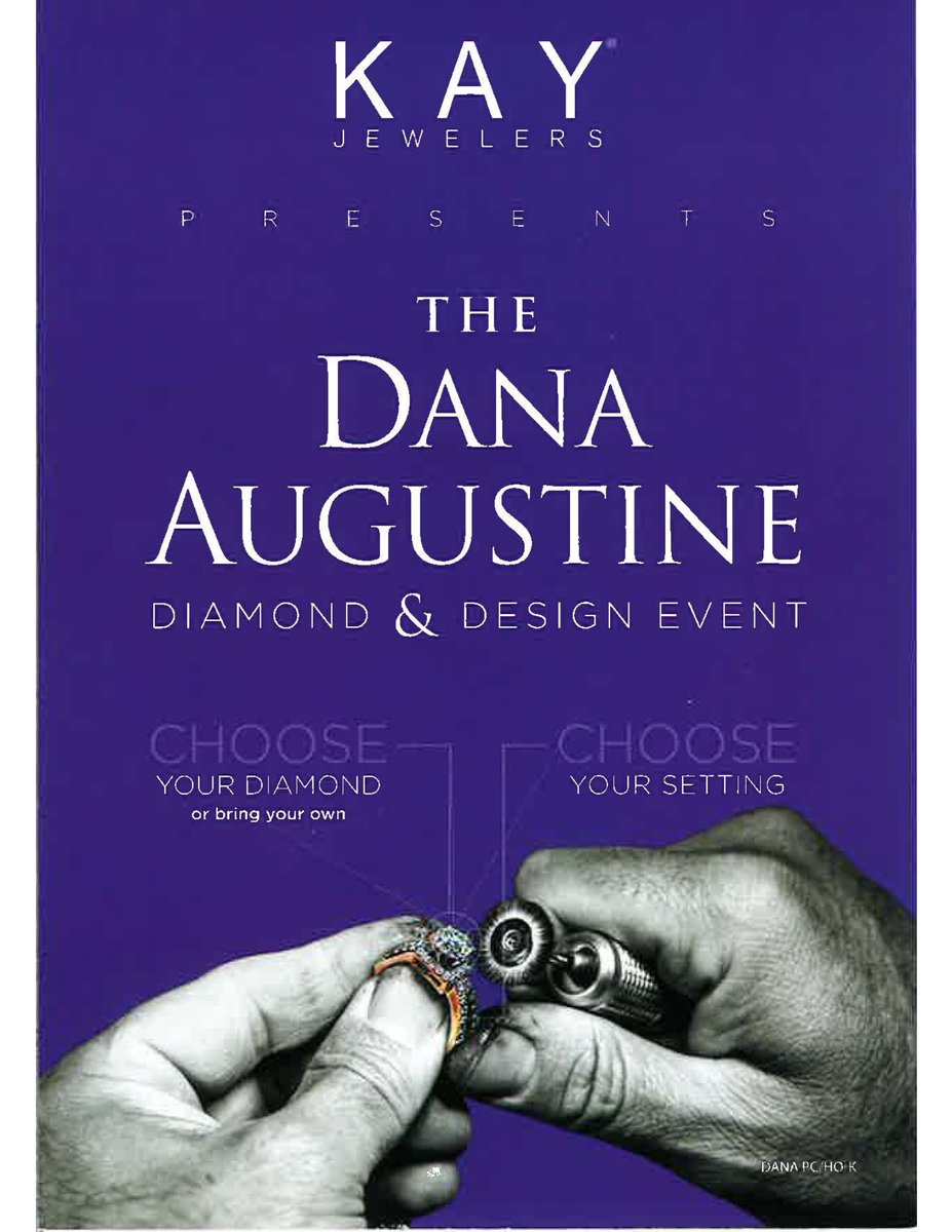 Kay Jewelers presents The Dana Augustine diamond and design event this Thursday! Watch as Kay expert master jeweler brings together the diamond and setting you choose to create your unique ring. Call (321) 631-4207 to schedule your appointment.

#TheAvenue #Viera #VieraFL