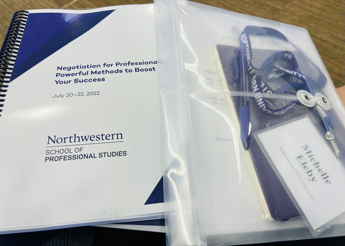 meeleby's tweet photo. Looking forward to unleashing some new skills. Joking aside, it’s always good to take time out to in invest in yourself. @NorthwesternU #negotiation https://t.co/qbxpc4qm8R
