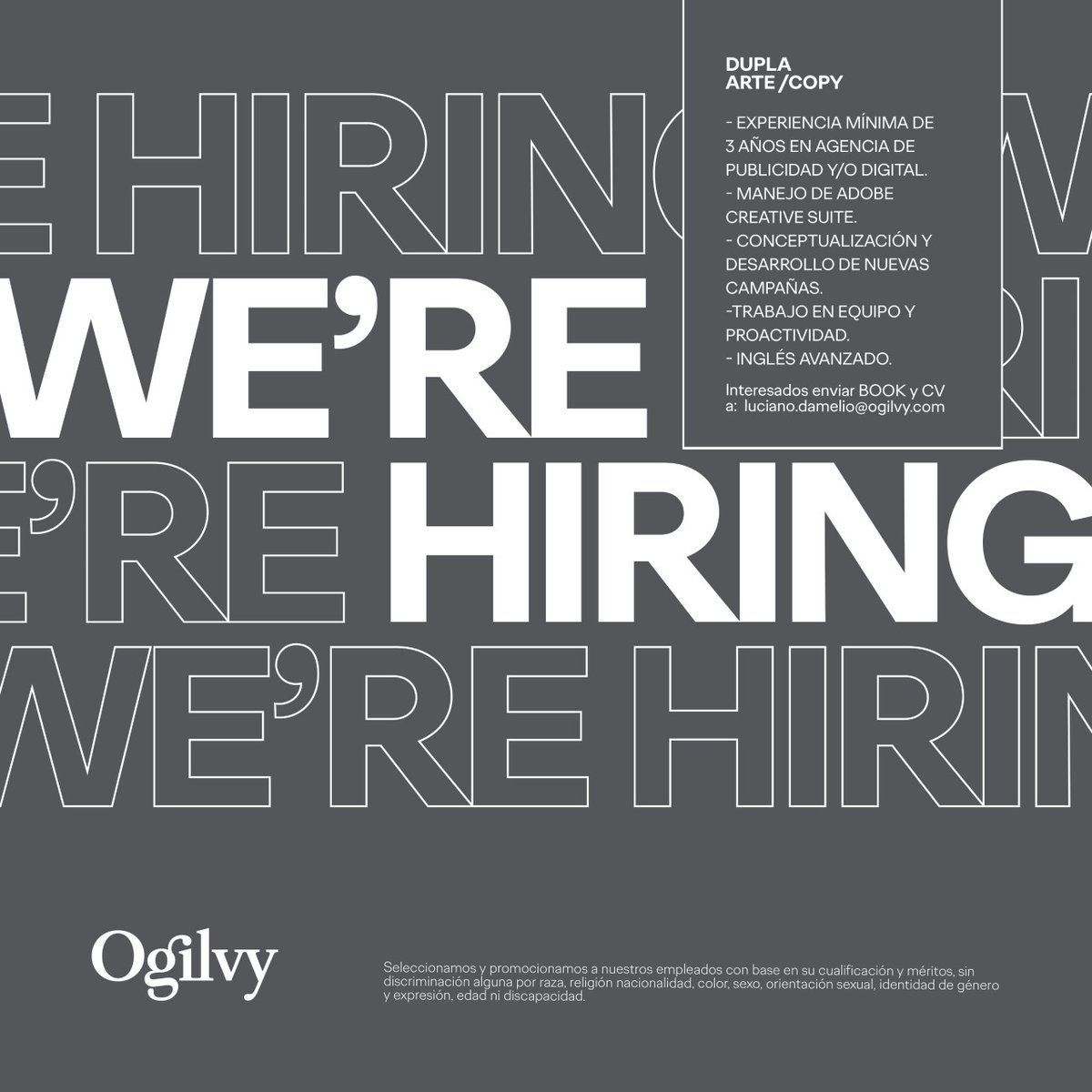 Buscamos talento, pasión y experiencia. #OgilvyMx #Hiring