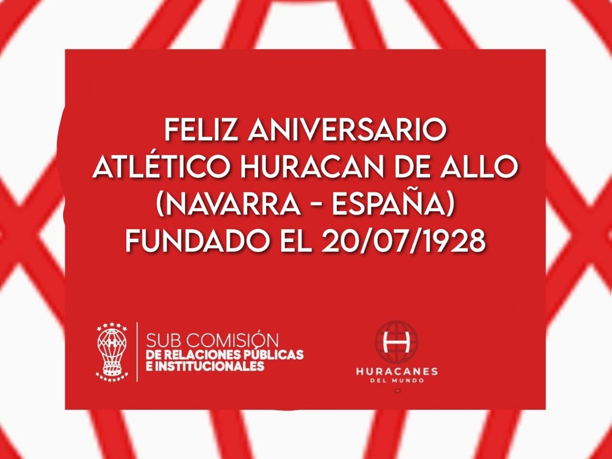 CAHuracanrrpp's tweet photo. En el día de su 94° aniversario, saludamos y felicitamos al Atlético Huracán de Allo en Navarra, España. https://t.co/AlAUkMuwN0