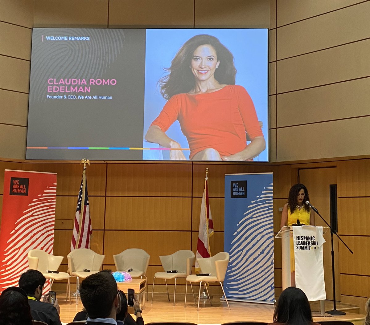 XimenaTrade's tweet photo. At the Southeast Regional #HispanicLeadershipSummit hosted by @WeAreAllHuman and @TheHispanicStar at @MiamiHerbert. Claudia Romo Edelman kicked it off with an eye-opening presentation on the #Latinx community and Dean John Quelch highlighted UM’s focus on the community. https://t.co/O1JOj1YfOf