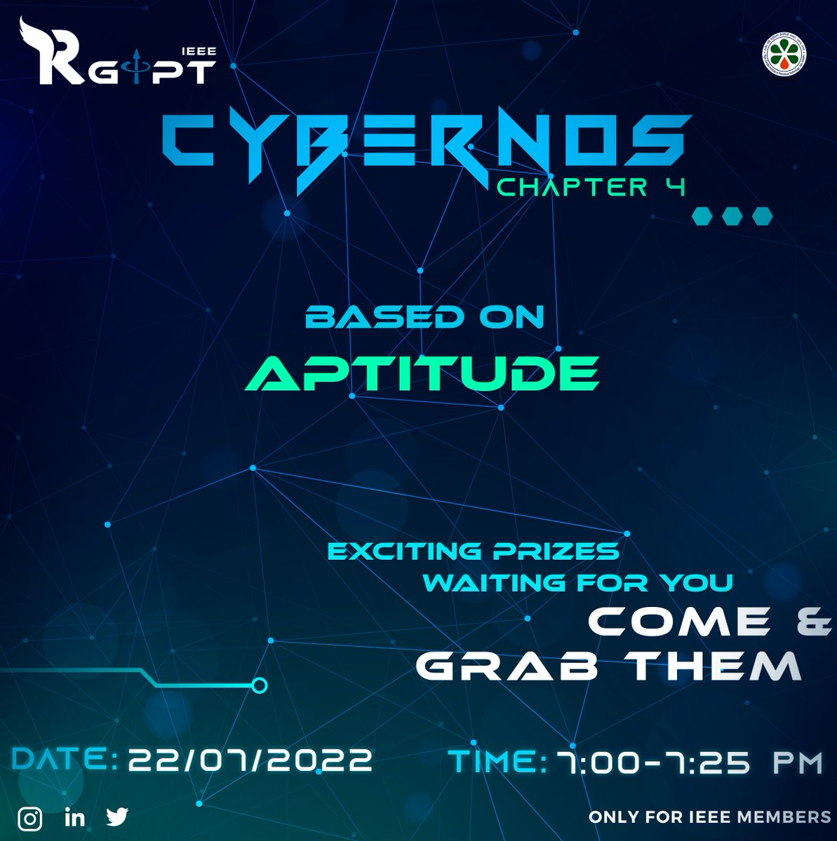 IRgipt's tweet photo. Hello People,
The IEEE-RGIPT community feels fortunate to announce that we are once again back with "Cybernos".
Event Timing : 7 PM to 7:25 PM
 https://t.co/UzkxUhGBlu

Registration Deadline : 5:30 PM , 22 July 2022 

Thanks and Regards,
IEEE RGIPT SB
#ieee #cybernos #rgipt https://t.co/I01PTOQ0IT