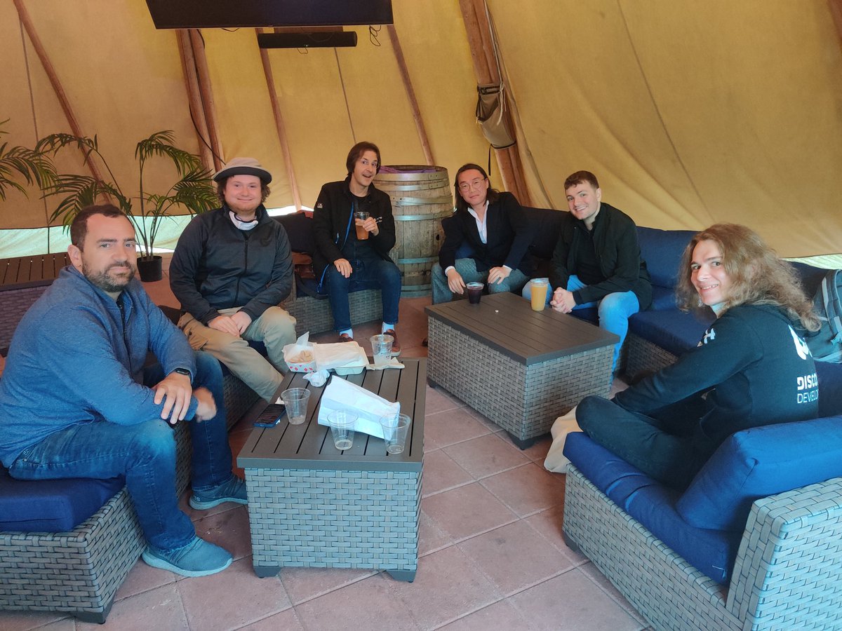 Rob Palmer (@robpalmer2) on Twitter photo @sffc and <a href="/_shu/">Shu-yu Guo (郭纾宇)</a> are the hosts that made this real-life TC39 plenary meeting happen this week.
Since March 2020 TC39 meetings have been fully remote. This is the first hybrid meeting in over two years.
Note: Photos are post-meeting. Stage advancement does not happen in a tent. @sffc and <a href="/_shu/">Shu-yu Guo (郭纾宇)</a> are the hosts that made this real-life TC39 plenary meeting happen this week.
Since March 2020 TC39 meetings have been fully remote. This is the first hybrid meeting in over two years.
Note: Photos are post-meeting. Stage advancement does not happen in a tent.