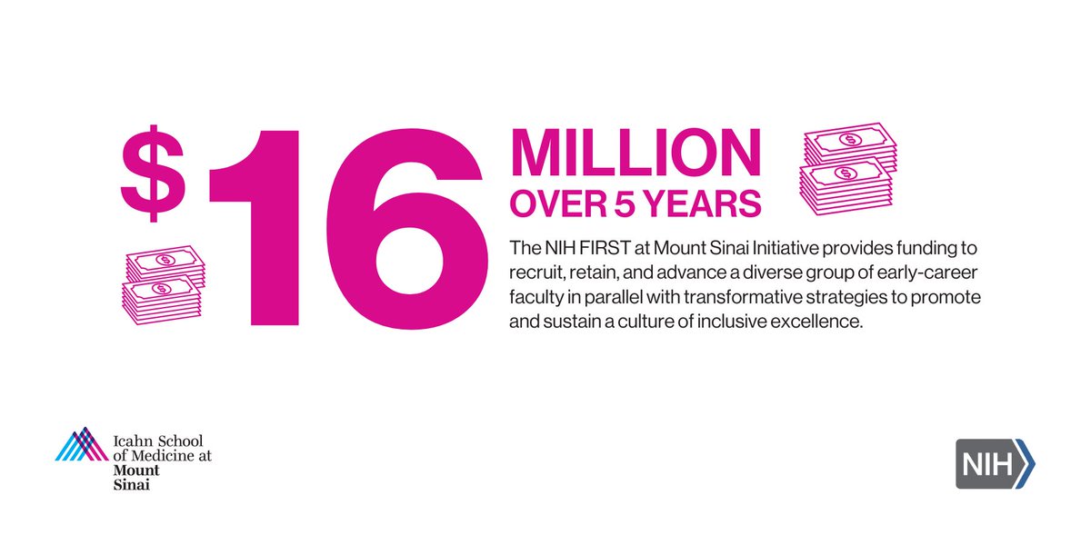 Icahn School of Medicine at Mount Sinai (@icahnmountsinai) on Twitter photo .<a href="/IcahnMountSinai/">Icahn School of Medicine at Mount Sinai</a> has been awarded a five-year, $16 million grant from <a href="/NIH/">NIH</a> to foster inclusive excellence in the #biomedicalsciences through the NIH FIRST at Mount Sinai program by hiring 12 faculty members from underrepresented groups. Learn more: mshs.co/3Pom6cE .<a href="/IcahnMountSinai/">Icahn School of Medicine at Mount Sinai</a> has been awarded a five-year, $16 million grant from <a href="/NIH/">NIH</a> to foster inclusive excellence in the #biomedicalsciences through the NIH FIRST at Mount Sinai program by hiring 12 faculty members from underrepresented groups. Learn more: mshs.co/3Pom6cE