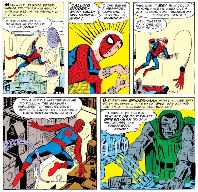 Cronicas_Marvel's tweet photo. La "llamada" funciona y Peter capta el mensaje alto y claro.

Estamos ante un uso cuanto menos peculiar del sentido arácnido, rozando la telepatía, pero si alguien puede conseguir algo así es Muerte.

Spidey acude al edificio, en pleno Manhattan, donde el villano aguarda #ASM5 https://t.co/TRKt12aCid