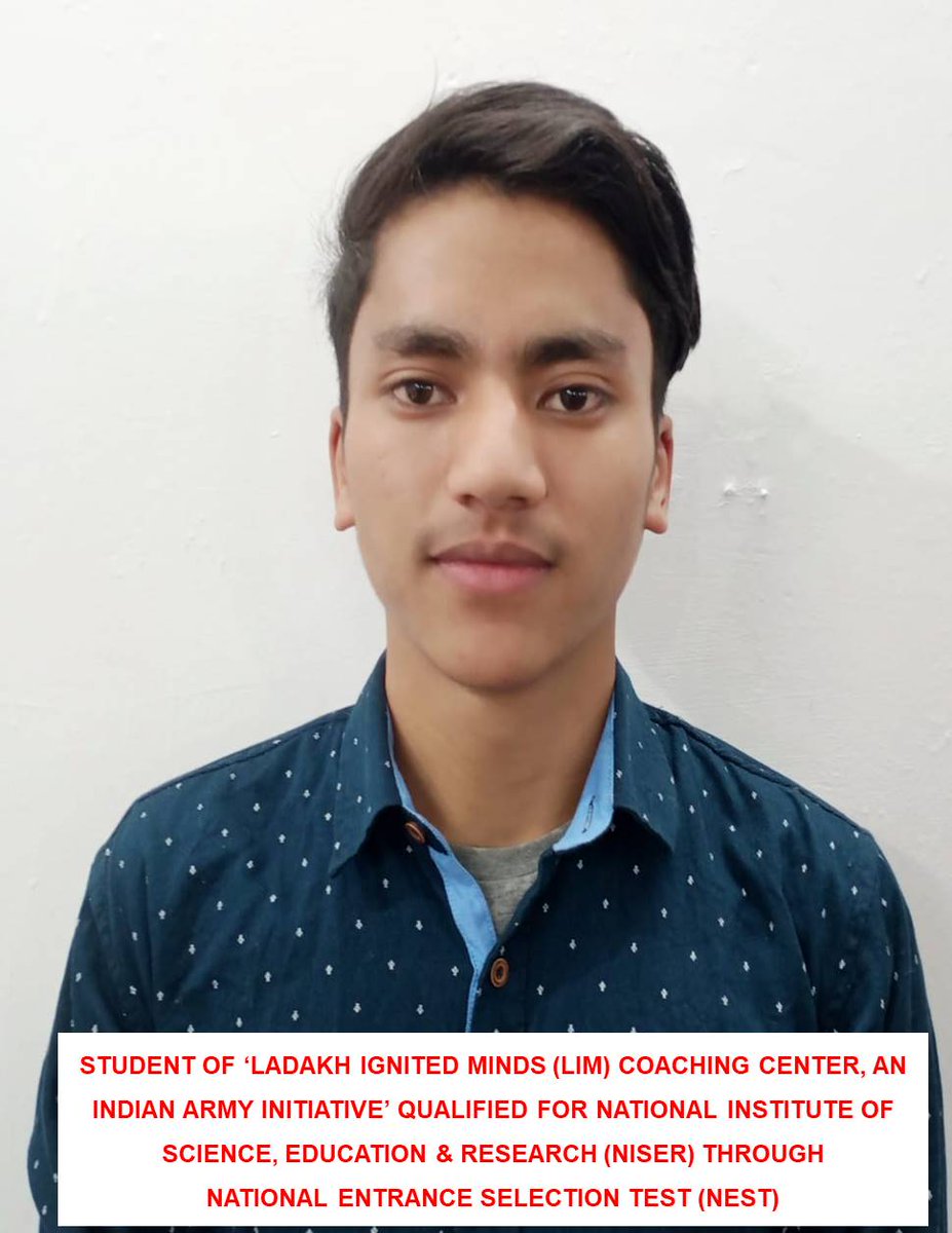airnewskargil's tweet photo. Master Gulzar Hussain Jaffarri, student at LIM coaching centre, LSRC, son of Mr Mirza Mehdi, a farmer from Kargil, secured AIR 2nd (ST) &amp; UT JK &amp; Ladakh (All Cat) rank 3rd in #NEST, thus auto qualifying in #NISER under Atomic Energy Department
#IgnitingYoungMinds
#WeCare 
@adgpi https://t.co/xPev9Bt1gI
