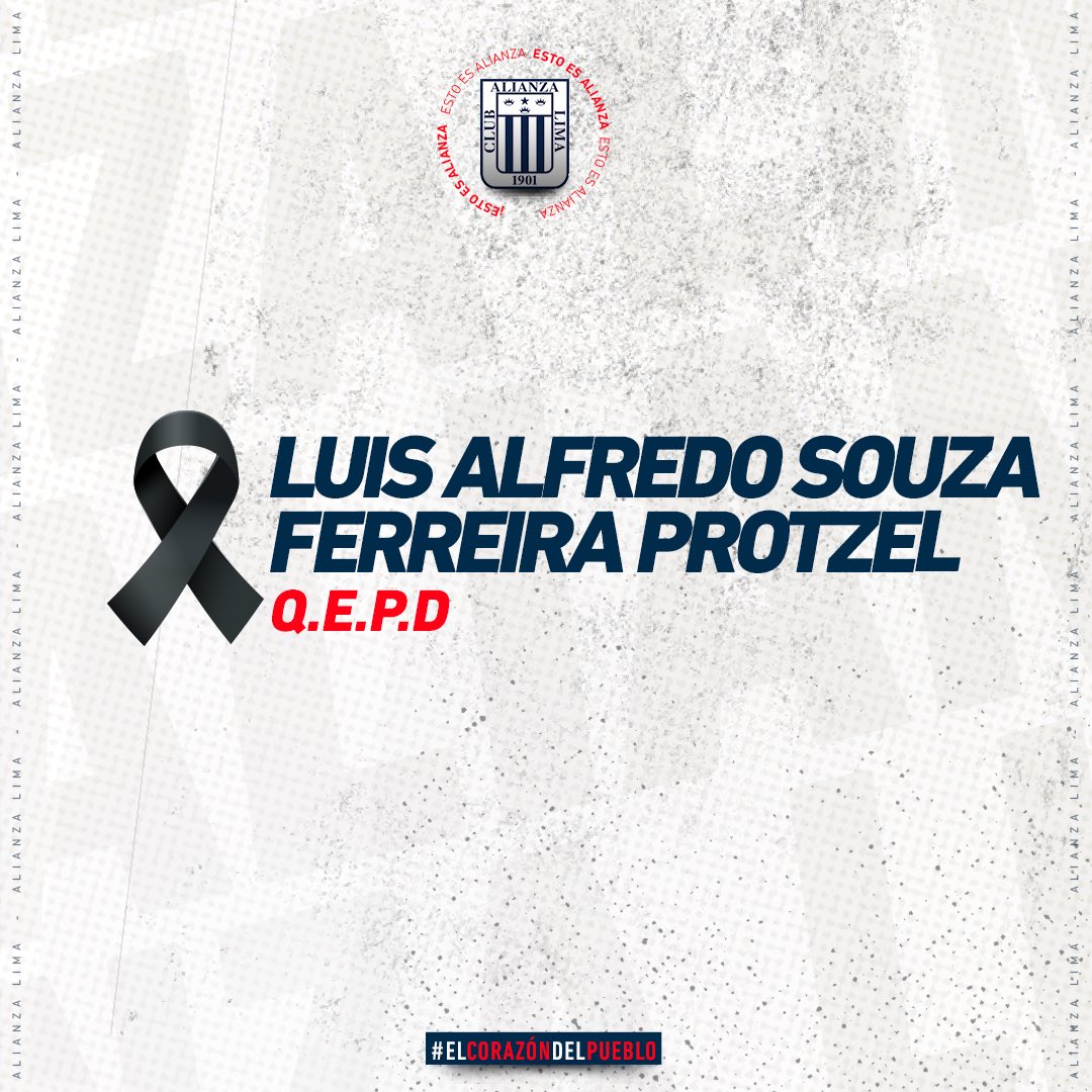 ClubALoficial's tweet photo. Lamentamos el sensible fallecimiento de Luis Alfredo Souza Ferreira, ex trabajador de nuestras Divisiones Menores, socio y gran hincha de la blanquiazul. 

Expresamos nuestras condolencias a la familia, amigos y entorno cercano.

¡Que descanse en paz!🙏🏾🕊 https://t.co/ehsCyty1SB