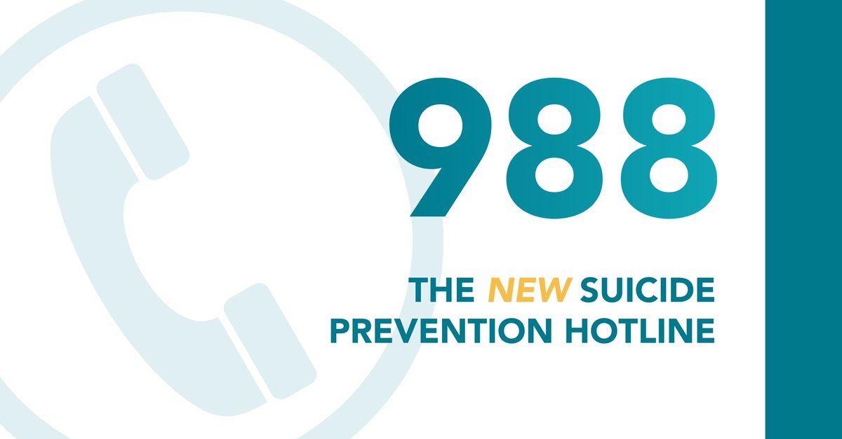 Hope has a new number: 988. If you or someone you know needs help with a mental health or substance use crisis, call 988 to access life-saving care. It’s okay to not be okay.