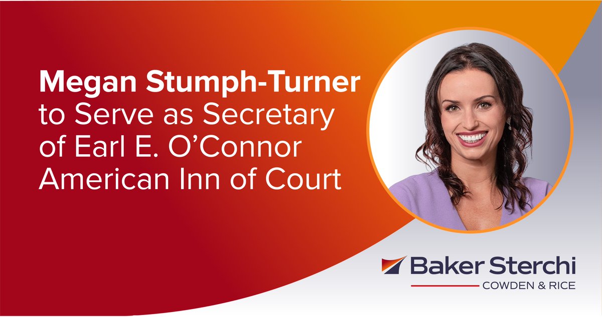 Baker Sterchi Member Megan Stumph-Turner has been appointed to serve as secretary on the Board of Directors of the Earl E. O’Connor Inn of Court, an association of lawyers, judges, and other legal professionals. Read more: conta.cc/3RJdijH