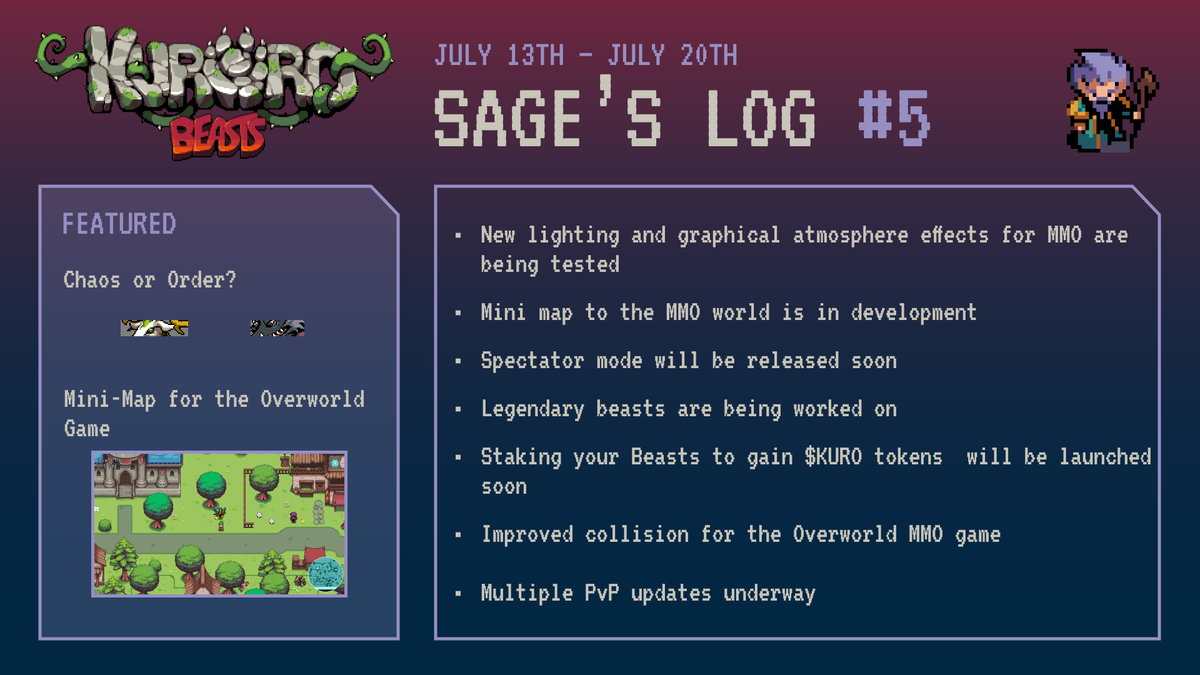 kurorobeast's tweet photo. Our weekly #SagesLog Edition #5

Staking and Spectator mode soon 👁️

Do check out the new PvP patch if you haven't: https://t.co/1x8R1ENF2b

Chaos or Order, which would you choose?👇 https://t.co/iIHRgzXSCZ