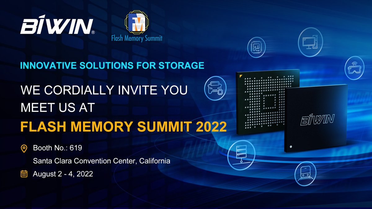 BIWIN_News's tweet image. See BIWIN&apos;s innovative solutions for storage at the Flash Memory Summit 2022, a trade show involving embedded-system technologies, distributed intelligence, and the Internet of Things.

#FMS #FlashStorage #BIWIN #SSDs