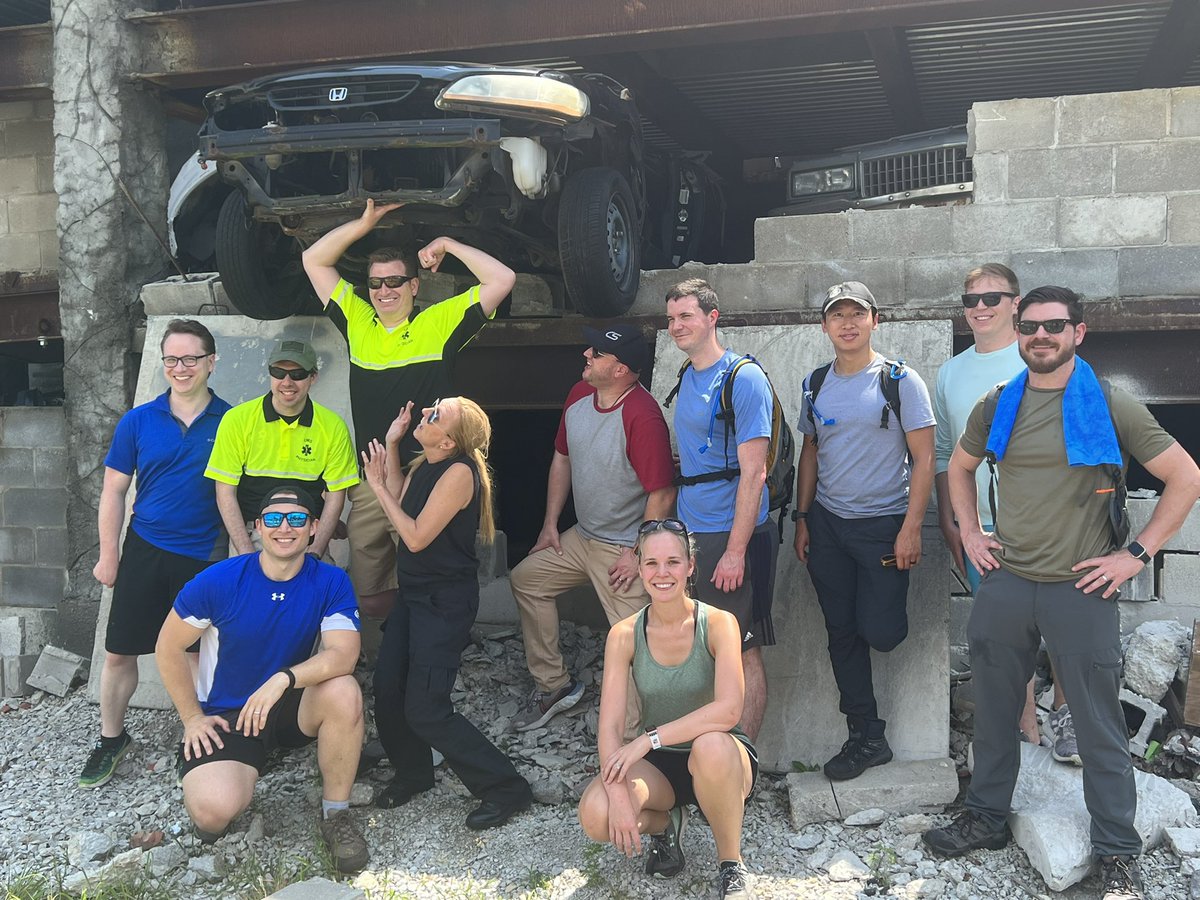 Our fellows getting a taste of debriefing mass casualties and teaching airway adjuncts at part of our Disaster Day with the interns of @IUSMEmergMed!