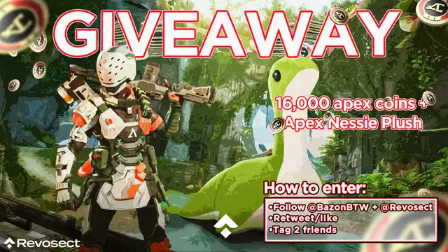 Revosect's tweet image. 🥳 Apex Legends Giveaway 🥳

• 16,000 Apex Coins
• Apex Nessie Plush
(170$ Value)

● Unlock the Bangalore Mythic Skin!

How to Enter:
✅Follow @BazonBTW &amp;amp; @Revosect
✅Retweet &amp;amp; Like
✅Tag 2 Friends 

📅Winner Picked on August 1st!