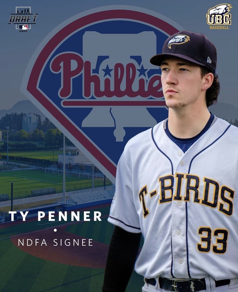 🚨🚨A huge congratulations to Ty Penner for signing a Free Agent deal with the <a href="/Phillies/">Philadelphia Phillies</a> Thank you Ty for everything you’ve done for the UBC Baseball program these last 4 years and best of luck as you enter your professional career #OnceATBirdAlwaysATBird #GoBirdsGo