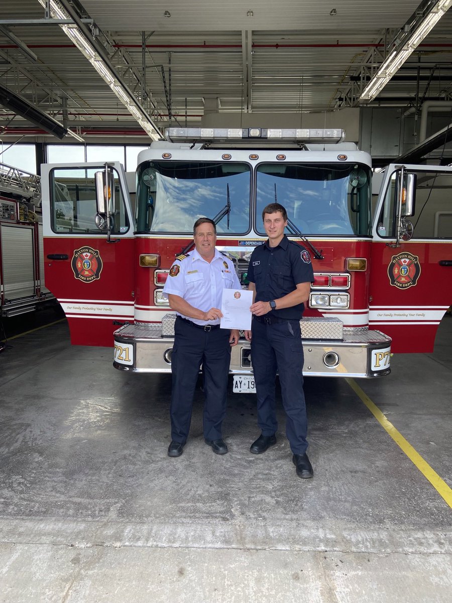HaltonHillsFD's tweet photo. Congratulations Firefighters Slater and Silas on your successful completion of your second class testing.@ChiefRehill #OurFamilyProtectingYourFamily https://t.co/A7PdE5uAhG