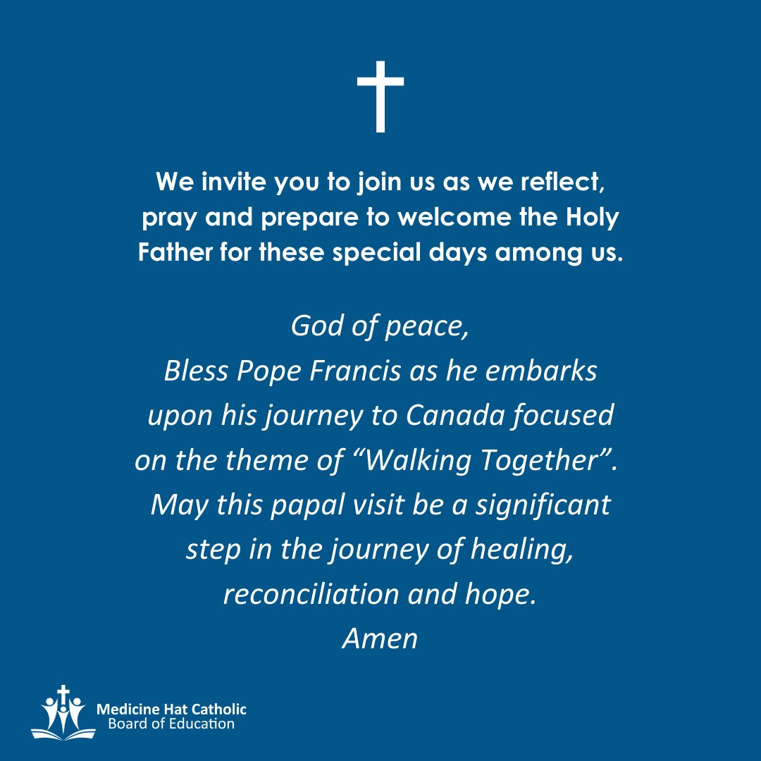 We are looking forward to welcoming Pope Francis to Canada as he visits the Indigenous community, for more information, please visit papalvisit.com

<a href="/Pontifex/">Pope Leo XIV</a>  <a href="/calgarydiocese/">Roman Catholic Diocese of Calgary</a>