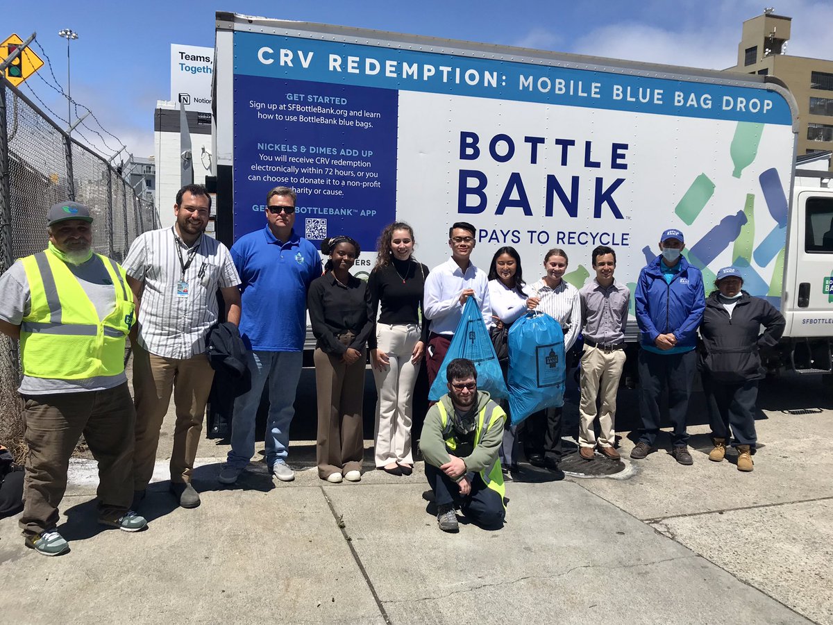 PhilTing's tweet photo. Our summer interns visited San Francisco’s BottleBank. Mobile recycling pilot programs like this one are made possible by my 2019 bill, #AB54, to increase recycling rates by making it convenient for people to get their CRV deposits back. Thanks to @SFEnvironment for their time! https://t.co/6zm53bDQ6I