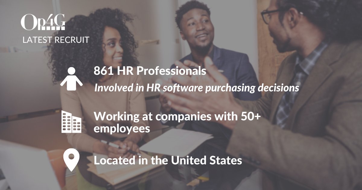 In this month's #LatestRecruit, we helped a client reach over 800 HR Professionals involved in software purchasing decisions. See the specs below!

Head here to learn more about our B2B recruitment offerings: bit.ly/3yA0TXA

#mrx #insights #survey