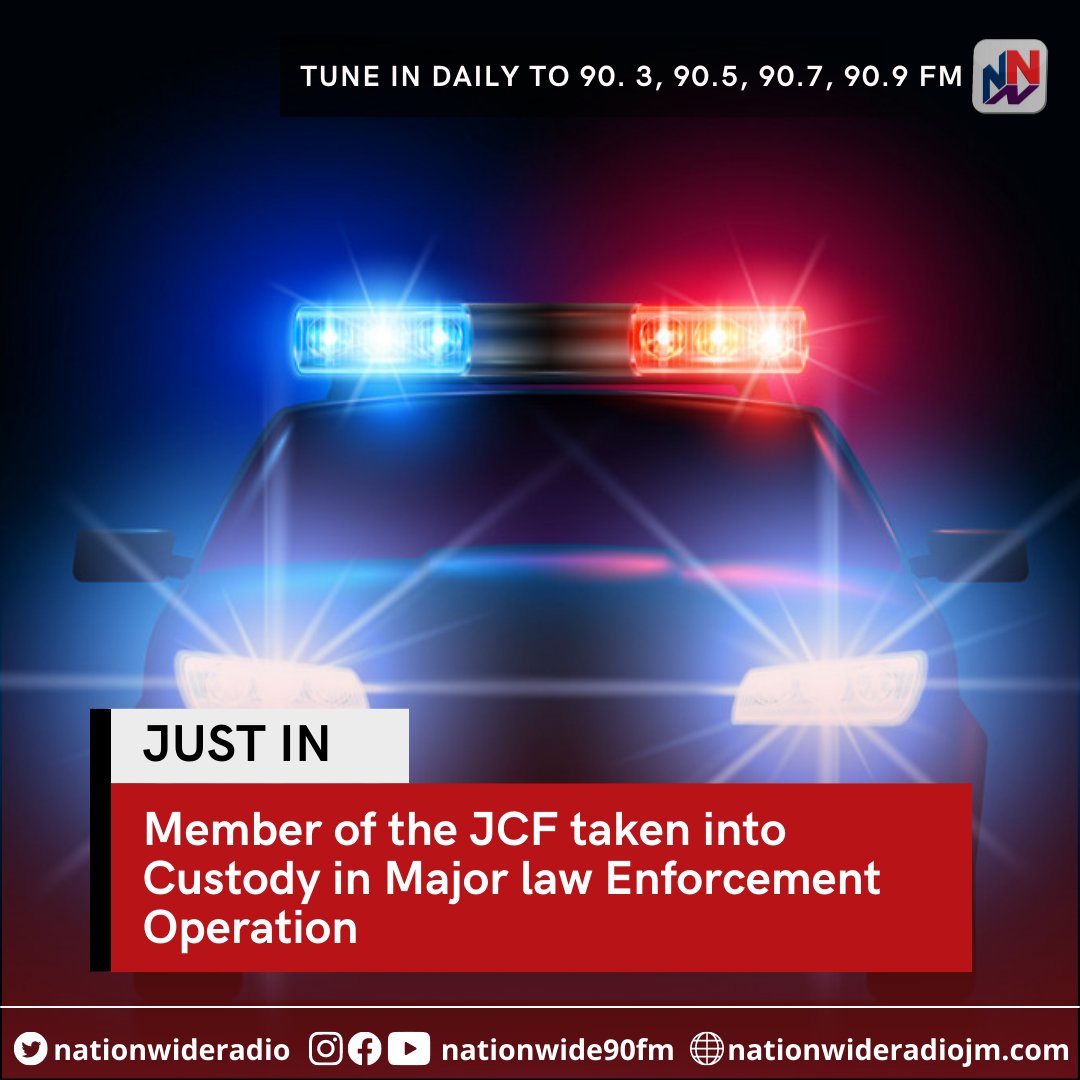 NationwideRadio's tweet photo. Nationwide News understands that one of the individuals taken into custody this morning in the major law enforcement operation is a serving member of the Jamaica Constabulary Force. https://t.co/IPtr16if1X
